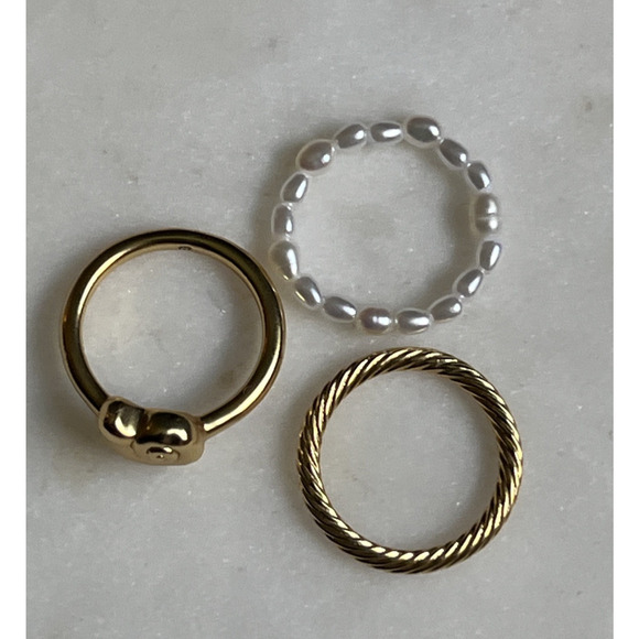 Madewell Nautical Stacking Ring Set Size 6 Coastal Mermaid Beachy Dainty - Picture 3 of 5
